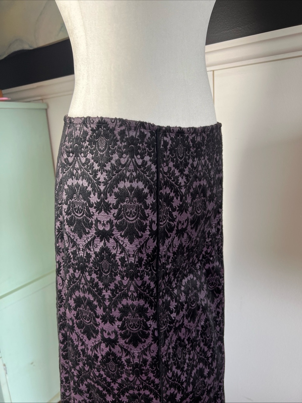 Lip Service Quoth the Raven Black Purple Damask Fishtail Mermaid Y2K Goth Skirt - Picture 10 of 13